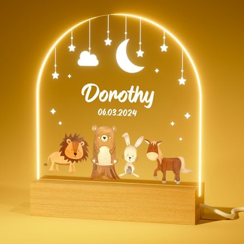 iDIY Personalisierte Geschenke Baby - Nachtlicht Personalisiert, Babygeschenke zur Geburt Mädchen, Geschenk zur Geburt Junge - Sternennacht