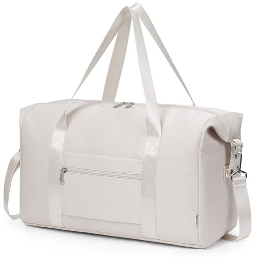 Narwey Easyjet Handgepäck 45x36x20 Reisetasche Handgepäck Tasche Faltbare Klein Reisetasche Sporttasche Damen Weekender Damen Herren 25L (Beige)