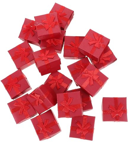 LIFKOME 20 Pezzi Scatole Regalo Gioielli Rosse con Imbottitura in Spugna Scatoline Cartone Quadrate per Anelli Orecchini Collane Contenitori Packaging Raffinati per Eventi Speciali