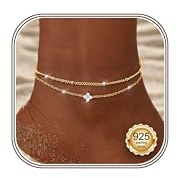 Kakonia Bracelet Cheville Femme Argent 925 Imperméable Bracelets de Cheville Pour Femme Argent Or Perlé CZ Cœur Chaine de Chevilles Réglable Plage Chevilles Bracelets pour Femmes Or - Fleur