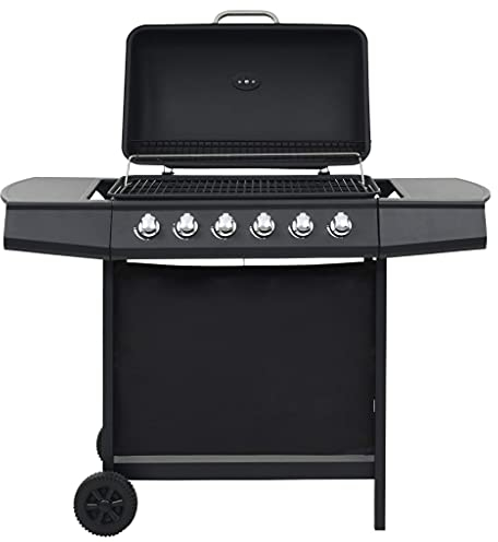 vidaXL Barbecue au Gaz 6 Zones de Cuisson Acier Noir Cuisine Jardin Terrasse