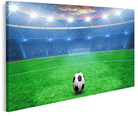 islandburner Quadro su tela Calcio su erba verde Stadio Arena illuminato di notte proiettori luminosi Quadri Stampe x soggiorno