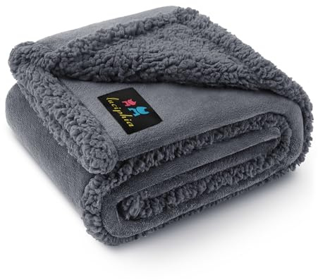 Waterproof Pet Blanket, Liquid Pee Proof Dog Blanket for Sofa Bed Couch, Reversible Sherpa Fleece Furniture Protector Cover for Small Medium Large Dogs Cats, Dark Gray Small（40 x 28）