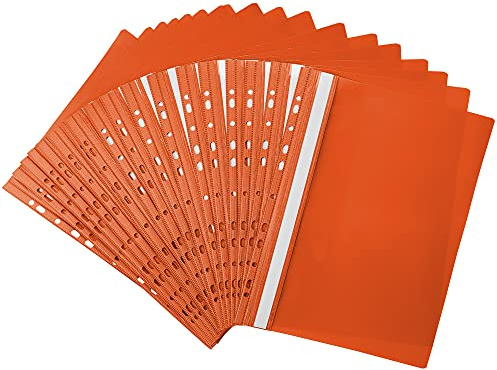 Netuno 20x chemise à lamelles perforée A4 orange protège-documents A4 dos rigide chemises de présentation couverture transparente farde à lamelles pour documents