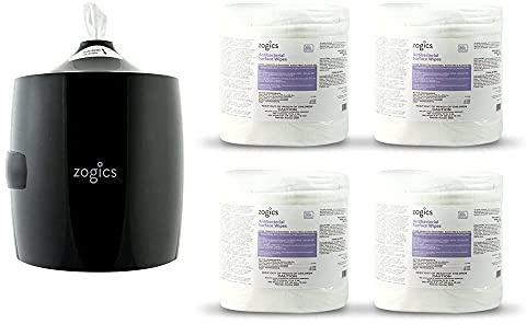 Zogics EPA-Registered Disinfecting Wipes and Wall-Mounted Dispenser Bundle