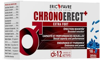CHRONOERECT - Améliore Désir, Libido, Erection, Volume et Performances - Ingrédients Naturels dont L-Arginine, Ginseng, Safran, Zinc - 16 Gélules - Eric Favre