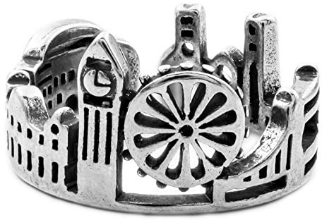 Silver Ring 925 Silver Adjustable Open Ring R0921 Women's Ring 925 London Skyline Horizon