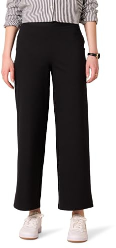 Amazon Essentials Pantalon Habillé à Enfiler, Longueur 7/8, Jambes Larges Femme, Noir, S
