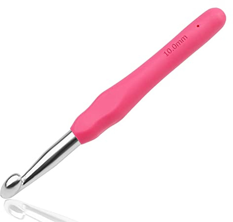 Doxiru 10mm Aluminium Crochet Hook with Ergonomic Grip for Crochet Knitting | Smooth Aluminium Knitting Needle With Soft Non-Slip Grip, Ergonomic Design For Comfortable Use, Suitable For Beginners