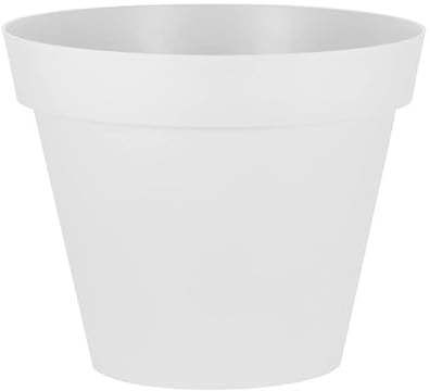 EDA - Pot de Fleurs Rond Toscane Ø 30 cm - Volume 10 L - Zone de Rétention d'eau - Usage Intérieur ou Extérieur - Blanc