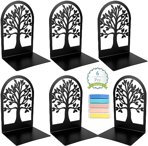 Ticeed Buchstütze Schwarz 3 Paar Metall Buch Halterung Regal Bookends Buchstopper L- Form Buchständer Bookends Book Holder für Bücherregal Büro Bibliothek 17 x 12 x 9cm mit 100 Tetikett