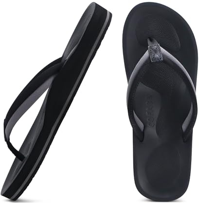 COFACE Flip-flops för dam Mode Behagliga strandtofflor Lätta strandtofflor Sommarsandaler Tångsandaler Pooltofflor Duschtofflor Halkfria, svart, 43 EU
