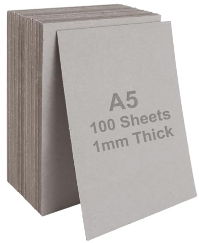 SHUESS A5 Greyboard 100 Sheets - 1000 Micron A5 (21 X 14.8 cm) Mount Board - Double-Side Grey Board - Thick Cardboard for Model Making, Thick 1 MM