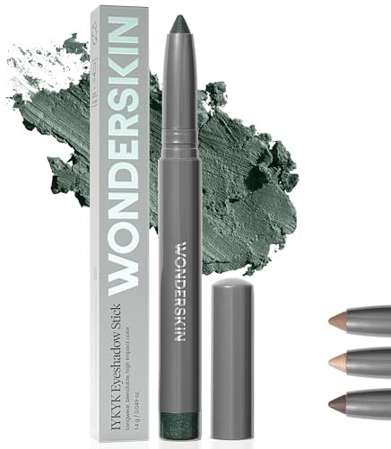 Wonderskin IYKYK Ombretto Stick - Ombretti In Stick A Lunga Tenuta, Ombretto Shimmer A Prova Di Movimento E Impermeabile Con Temperino Incorporato (Verde Fumo)