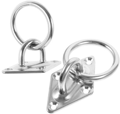 Garneck 2pcs 304 Stainless Steel Diamond Trailer Pull Tabs Mounting Plate Heavy Duty Tie down Anchors for Truck and Trailer, M6 Size Metal o Rings for Outdoor Cargo Securement