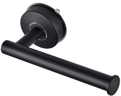JOMOLA Portarrollos de Papel Higiénico de Acero Inoxidable Ventosa Soporte para Papel Higiénico para Montar para Baño Cocina, Gancho Ventosa para Toalla Toallero, Dispensador de Papel de Seda, Negro