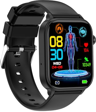 Marsyu Montre Connectée Santé 2026 avec Appel Bluetooth/24H Fréquence Cardiaque/SPO2/Sommeil, 1,96 Montre Connectée avec ECG/HRV/BMI, Smartwatch avec SOS pour Android/iOS.