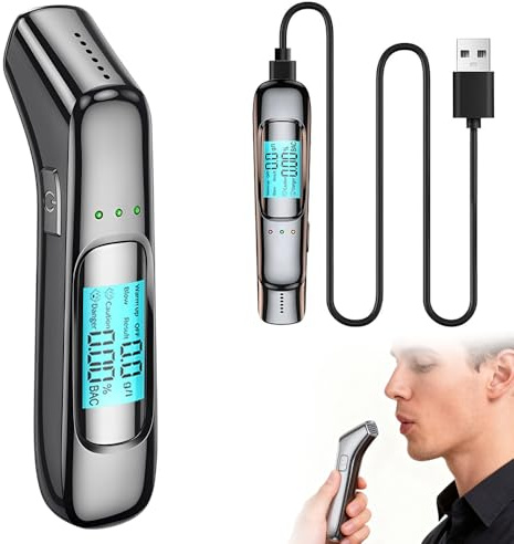 Gobesty Portable Breathalysers, Professional Alcohol Tester Breathalyzer with LCD Digital Display and Non-Contact Blowing, Alcohol Testing Kits for Home Personal and Professional Use