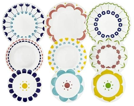 Tognana Madison Nymea Servizio Tavola 18 Pezzi in Porcellana per 6 Persone, Decorazioni Assortite, Piatti Piani Fondi e Dessert, Lavastoviglie e Microonde