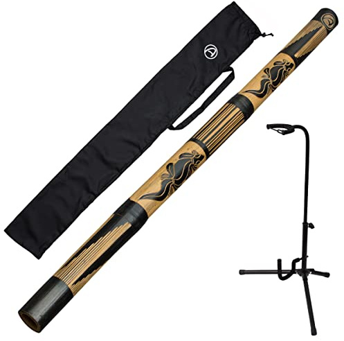 Australian Treasures - Didgeridoo di bambù, compreso lo stand di didgeridoo