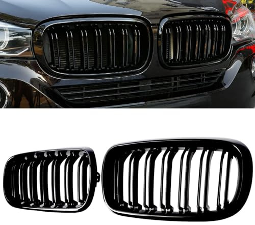 Gangying F15 F16 Rejilla de Radiador para BMW X5 X6 F15 F16 Parrilla Doble Riñones Negro 2014 2015 2016 2017 2018