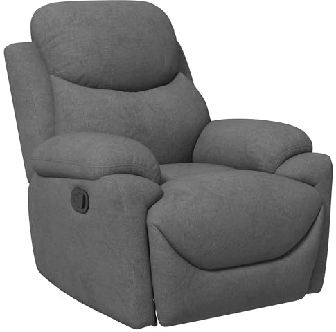 HOMCOM Fauteuil relax Canapé individuel chaise longue inclinable à 150° Fauteuil TV inclinable avec fonction sommeil pour salon Lin Gris 93 x 88 x 102 cm