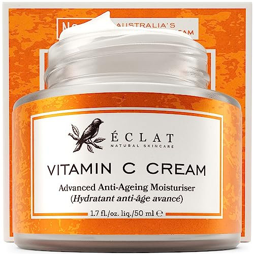 Eclat Skincare Vitamin C Moisturizer for Face with Hyaluronic Acid & Squalane - Face Brightening Cream - Anti Aging, Firming & Hydrating Vitamin C Cream for All Skin Tone 50 ml