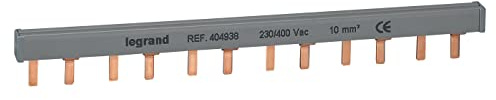 Legrand 404938E Pettine di alimentazione, distributore, bipolare a 12 moduli, 1 fase, 1 fase + neutro, grande capacità, bianco