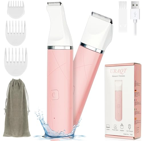 URAQT Rasierer Damen, Nass- und Trockenrasierer Epilierer für Frauen, Elektrischer Rasierer mit 3 austauschbaren, Wasserdichter Damenrasierer Elektrisch, Trimmer für Achseln, Beine, Peeling-System