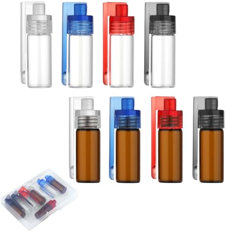 NQEUEPN 8pcs Récipients à Épices Portables, Bouteilles Distributeur d'Épices Conteneurs d'Assaisonnement Mini Pots à Épices en Verre avec Cuillère pour Camping Pique-Nique Barbecue en Plein Air