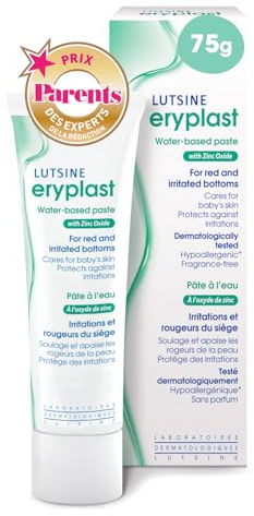 Eryplast Pate a l'eau bebe 75gr - Prévient et traite l'érythème fessier - Creme Change Bebe Soigne, Apaise et Protège les rougeurs du siège - Hypoallergénique, sans parfum. Testé Dermatologiquement