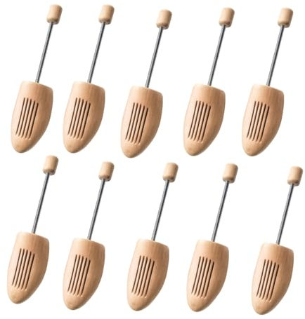 5 Pack Spring Wooden Shoes Tree Adjustable Solid Shoe Tree Shaped Shoe Lasts Wooden Shoe Stretcher Sweat-absorbing Men Women Leather Sneakers Canvas High Heels Sandals (UK 3-5.5/EU 35-38)