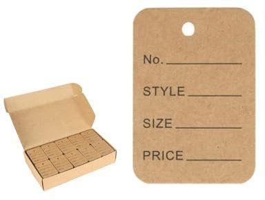 1000 Pezzi Etichette Regalo Cartoncino Kraft,3.2cm*5cm Etichette Handmade per Cartellini Prezzi, Segnaposto Matrimonio, Etichette per Barattoli ed Etichett Cartoncino Tag