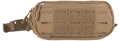 Mil‑Tec Lasercut Gürteltasche MOLLE • Bauchtasche Herren • Kompakte Brusttasche mit Molle‑Panel, Klettfläche und 2 Reißverschlussfächern • Hüfttasche oder Umhängetasche in Dark Coyote
