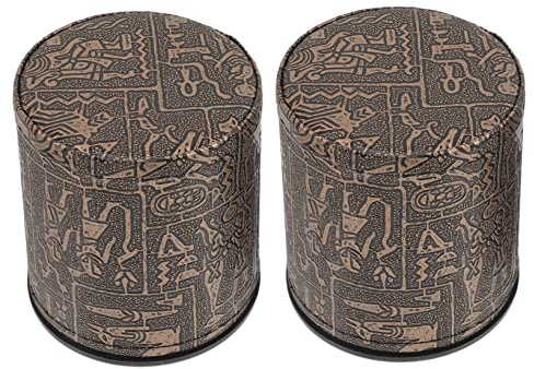 KONTONTY Lot de 2 Porte-dés en Cuir Motif Égyptien, Gobelets à Dés pour Jeux de Société, Bar et Fête, Accessoires pour Lancer de Dés, Utilisation Facile et Nettoyage Pratique