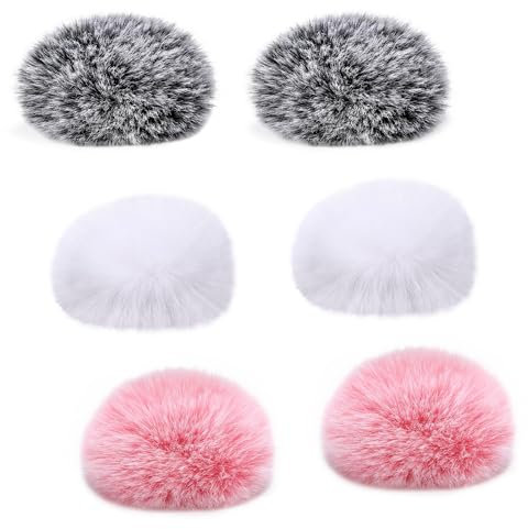 ZealSound 6 Pièces Pare-brise de Micro pour DJI MIC 2 / DJI OSMO POCKET 3, Bonnette Anti-vent en Fourrure, Filtre Anti-pop en Mousse - 2 PCS noir, 2 PCS blanc et 2 PCS rose