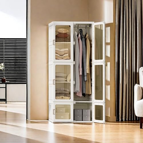 Armadio Multifunzione Con 6 Ante e 10 Ripiani - Camera da Letto, Bianco, 170 x 69 x 50 cm - Mobile Ausiliario Moderno, Esterno di Stoccaggio