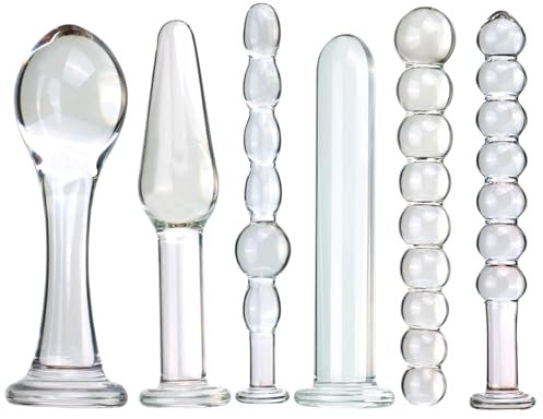 Vetro anale palle plug,G-spot stimolatore 7 dimensioni dildo massaggio pene masturbazione butt plug SM giocattolo del sesso per gli uomini, le coppie (6 Set)