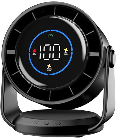 Koala Global Ventilateur Silencieux Ultra Puissant, Ventilateur de Bureau à 100 Vitesses et tête rotative à 105° Rechargeable USB, Portable pour Bureau, Maison, Chambre, Voiture