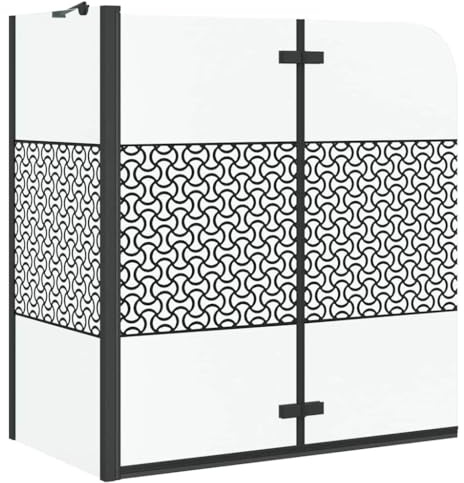 vidaXL Chiusura per Bagno Geometrico Nero 120 x 67 x 129 cm, Parete doccia regolabile, accessorio bagno moderno, rettangolare, salvaspazio, barriera in vetro