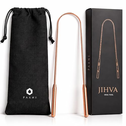 Jihva Pure Copper Tongue Scraper – U-Shaped Ayurvedic Tongue Cleaner for Adults with Travel Pouch, Reusable Copper Tongue Scraper for Daily Oral Hygiene