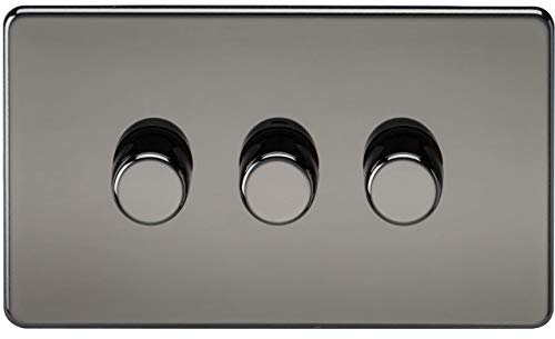 Knightsbridge SF2183BN Screwless Black Nickel Dimmer 3G 10-200W, 230 V