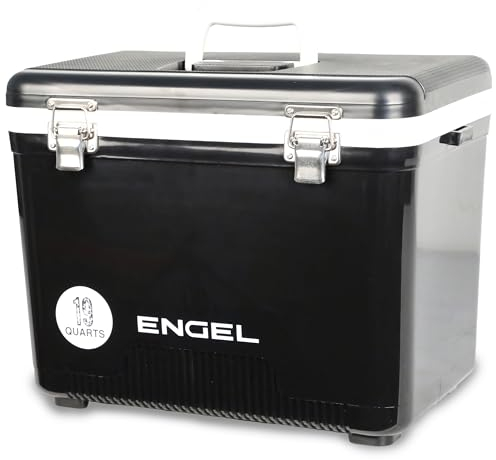 ENGEL Kühlbox 19qt (18 Liter) Auslaufsicher, Luftdicht, Tragbare, Kleine Kühlbox für Camping, Picknick, Wandern, Festival - Eisbox Ohne Strom für Männer & Frauen, 42 x 28,6 x 32,4 cm im Schwarz