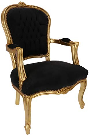 arterameeferro Barocksessel Luis Blatt Gold Samt Schwarz