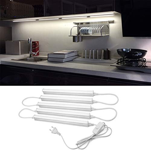 LED lámparas LED tubos 6W T5 bajo mueble cocina salón con interruptor, T5 tubo de luz de aluminio para oficina, garaje, taller, dormitorio, sala de estar, baño, cocina (blanco cálido, 1 pieza 290 mm)