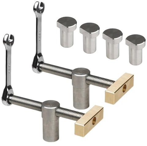 DDWT 2 Pack Bench Dog Clamp Dog Hole Clamp with 4 Pack Bench Dogs Woodworking 3/4 Inch Adjustable Workbench Stop Stainless Steel Brass (19mm)