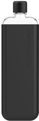 memobottle SLIM (Black Ink) Bundle - 15oz (450ml) - Bottle, silicone sleeve & lid | Sleek, Slim & Flat Water Bottle for Bags & Laptops | BPA Free Tritan | Modern, Minimalist | Ideal for Daily Use