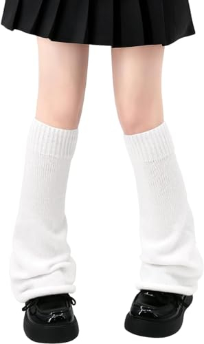 Bcenoilua Warme Stulpen Damen Lose Gestrickte Beinwärmer Kawaii Winter Lange Leg Warmers Y2K Thermo Beinstulpen Gothic Punk Legwarmers Warmer Kniestrümpfe für Studenten Mädchen