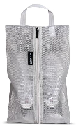 Travel Shoe Bags, Water Resistant TPU Mesh with Zipper, Travel Essentials for Men & Women (Grey, 1 Set)