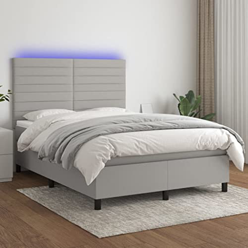 qohoio Boxspringbett mit Matratze & LED Bett Boxspringbett Bett Mit Matratze Polsterbett Schlafzimmer MöBel Hellgrau 140x200 cm Stoff - 3134957